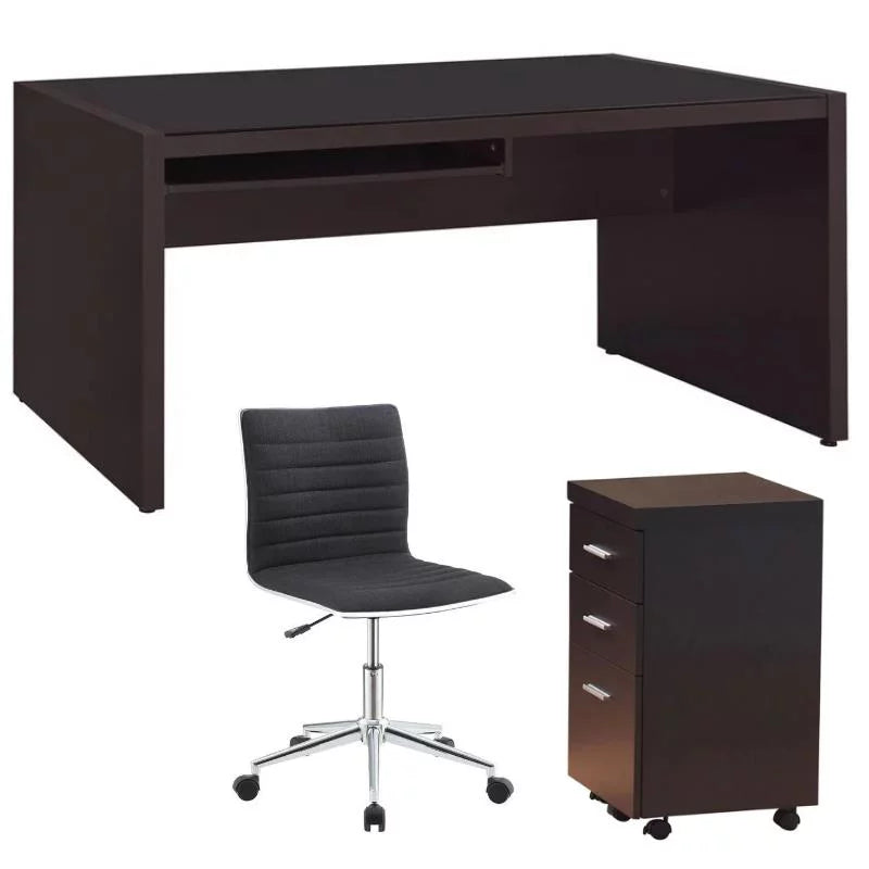 3 Piece Office Chair Computer Desk and Mobile File Cabinet V1192