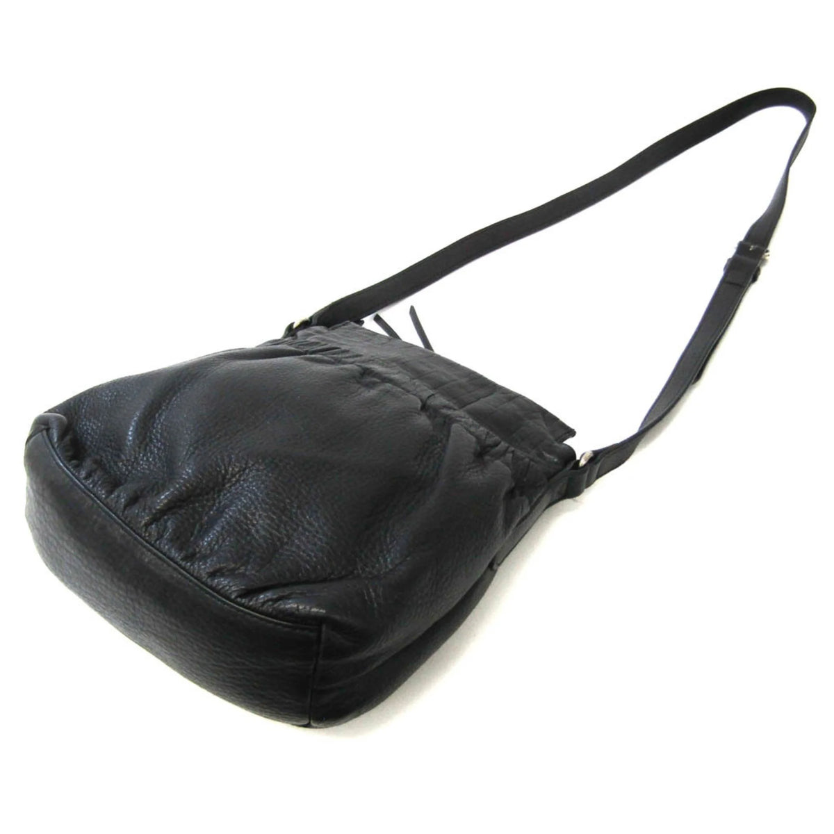 Pre-Owned Black Leather Shoulder Bag I229