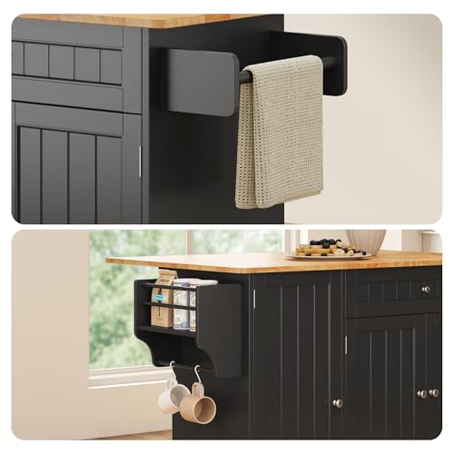 White Kitchen Island with Drop Leaf and Storage N2562