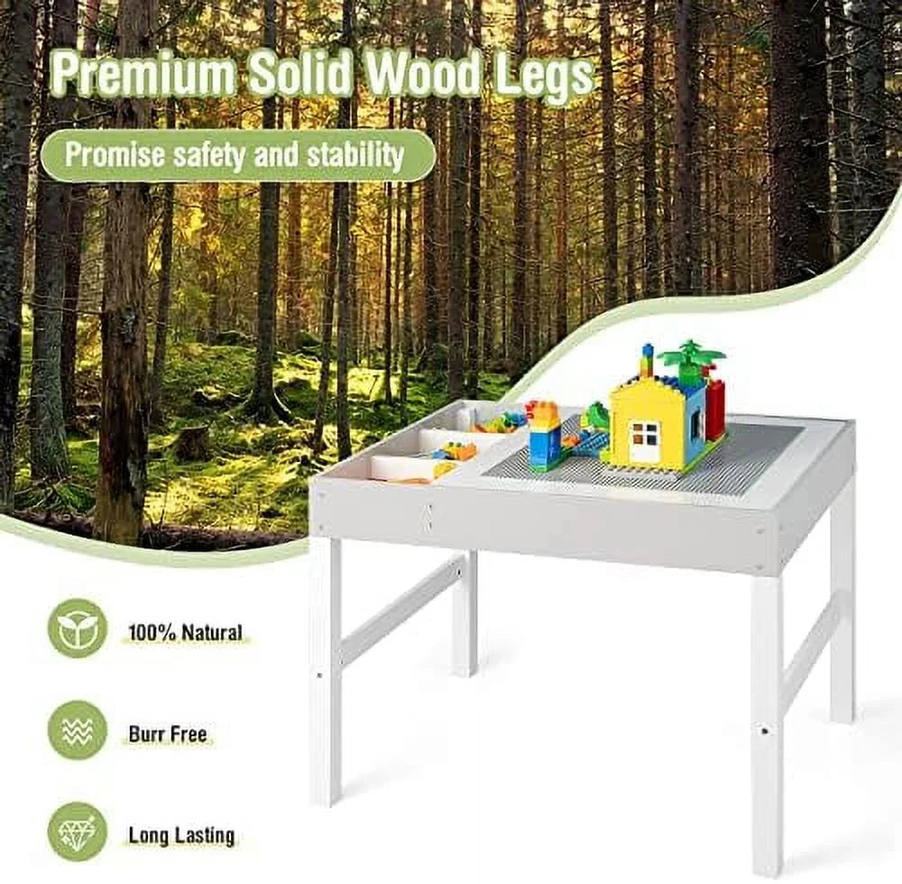 2 in 1 Toddler Wooden Activity Table with Paper Roll White K4188