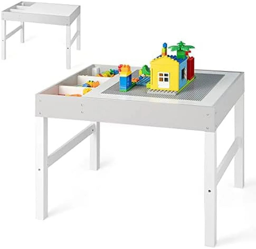 2 in 1 Toddler Wooden Activity Table with Paper Roll White K4188