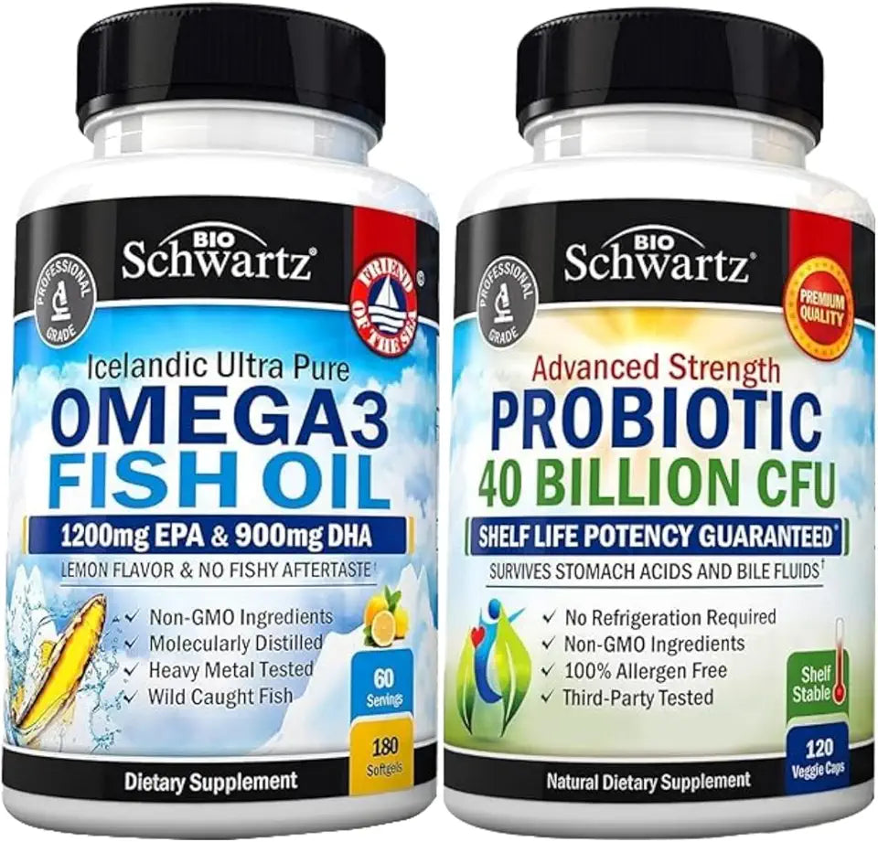 Omega 3 Fish Oil Softgels Plus Probiotic Supplement O1956