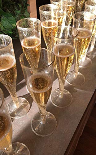4.5 oz Gold Glitter Disposable Champagne Flutes Q43967