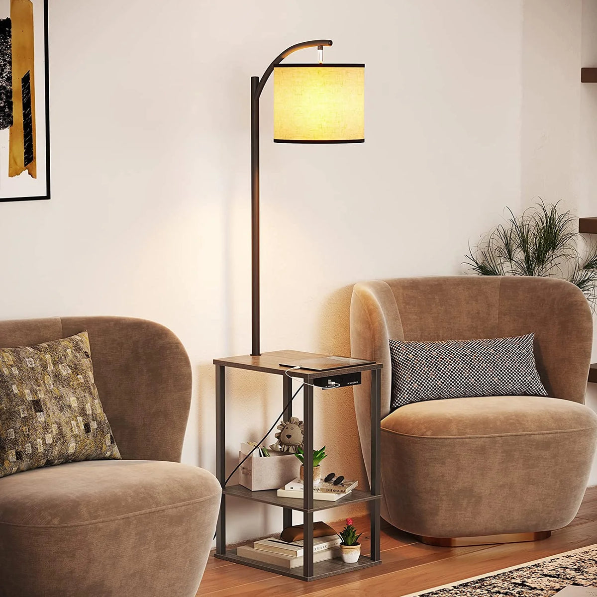 Floor Lamp with Table and Shelves M3415