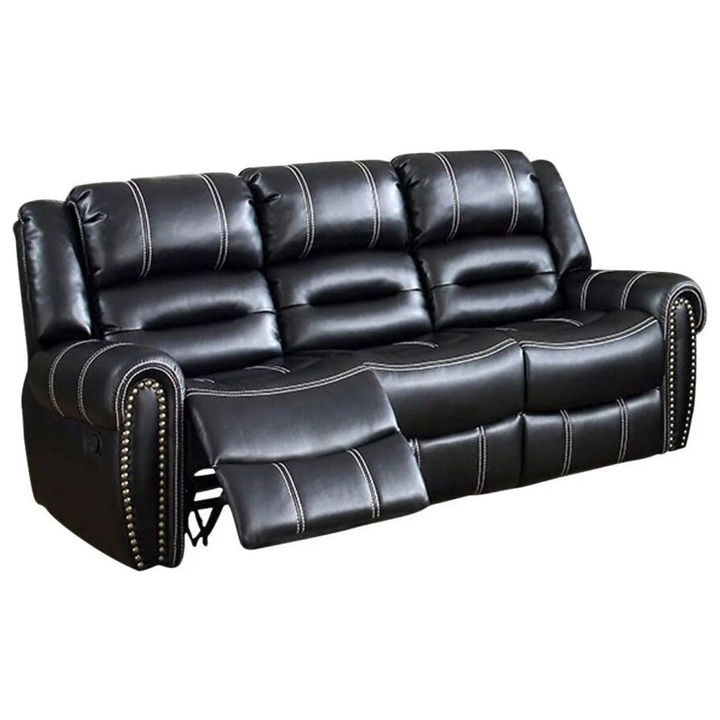 Black Leatherette Recliner Sofa G78086