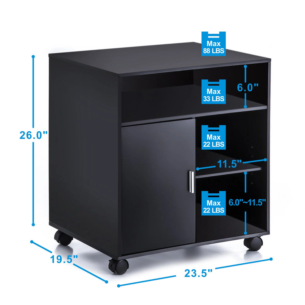 Black Mobile File Cabinet with Storage Q96937