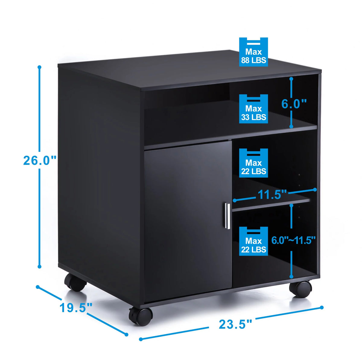 Black Mobile File Cabinet with Storage Q96937