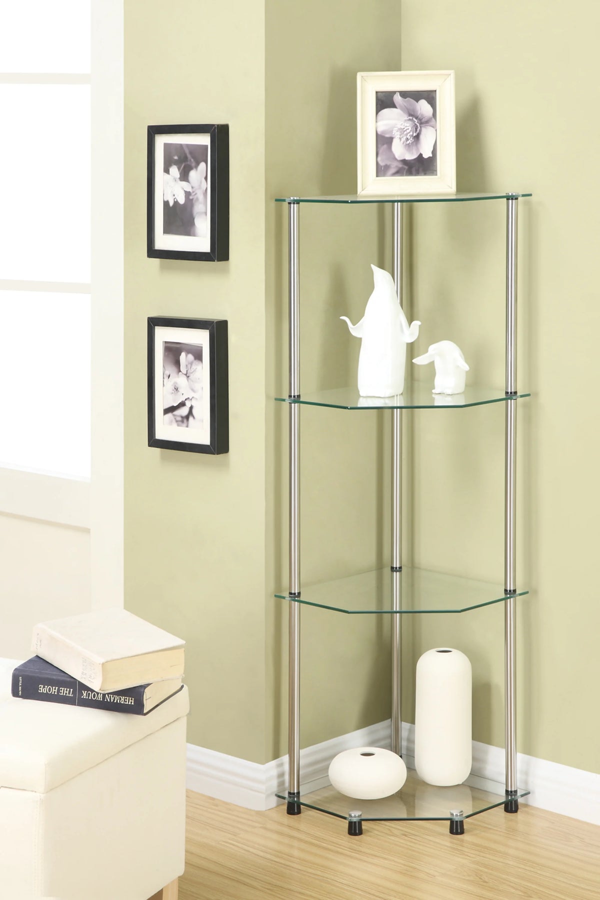 Glass 4 Tier Corner Shelf B671