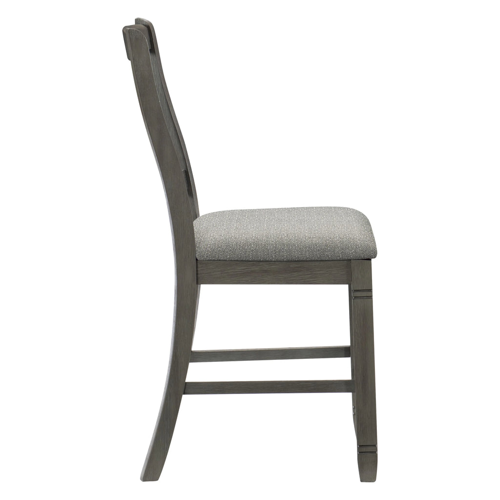Antique Gray Counter Height Wooden Chairs 2Pc Set U504117