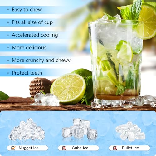 Countertop Ice Maker with Soft Chewable Pellet Ice, 34Lbs/24H, Self-Cleaning, Stainless Steel Silver Q1455