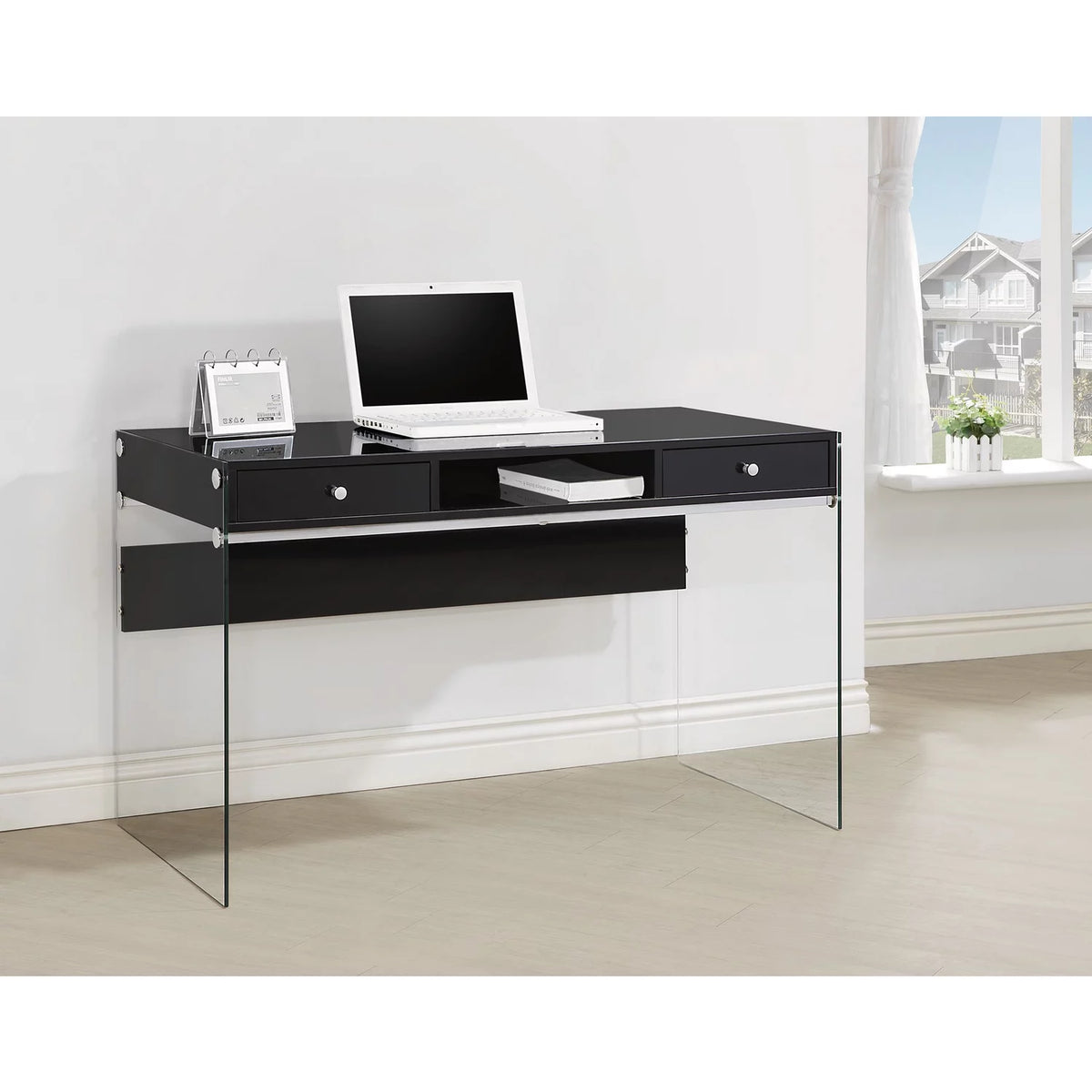 Metal Writing Desk with Glass Sides W52622