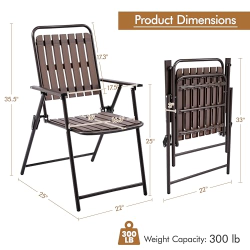 Folding Patio Chair Set of 4 Black E754