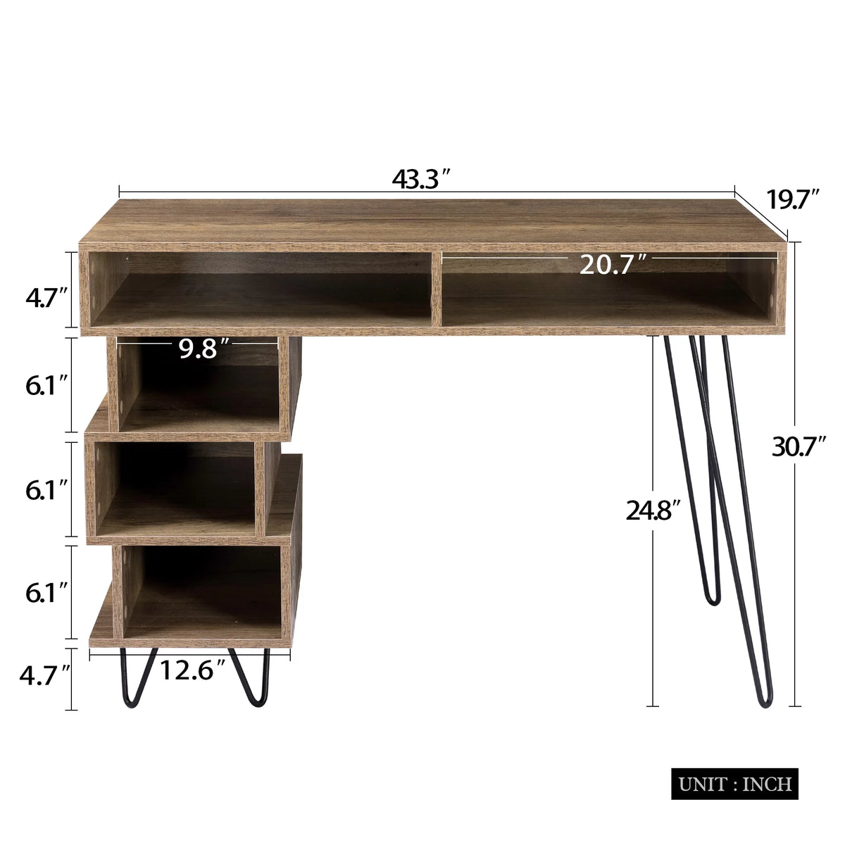 Brown Writing Study Desk with Lattice and V-Shaped Iron Leg W403725