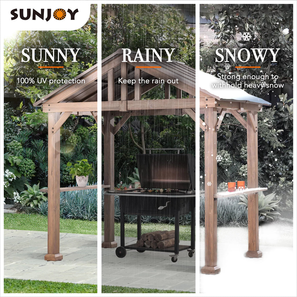 9 ft. x 6 ft. Cedar Wood Hardtop Grill Gazebo P16625