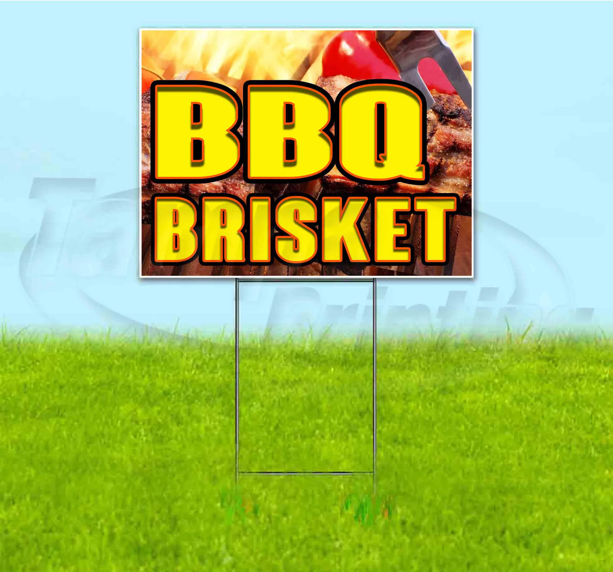 BBQ Brisket 18" x 24" Yard Sign with Metal Step Stake R85722