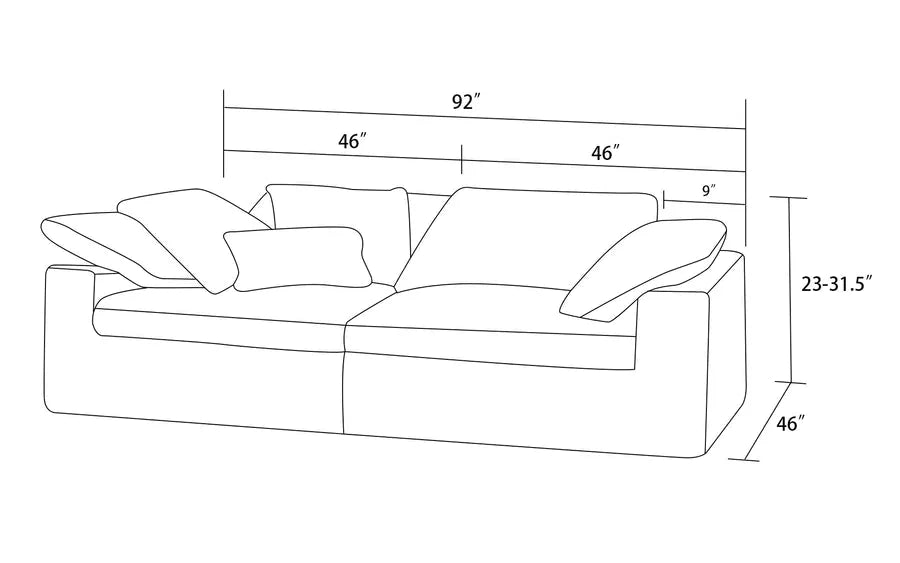 White Fabric 2 Pc Sectional Sofa R727345