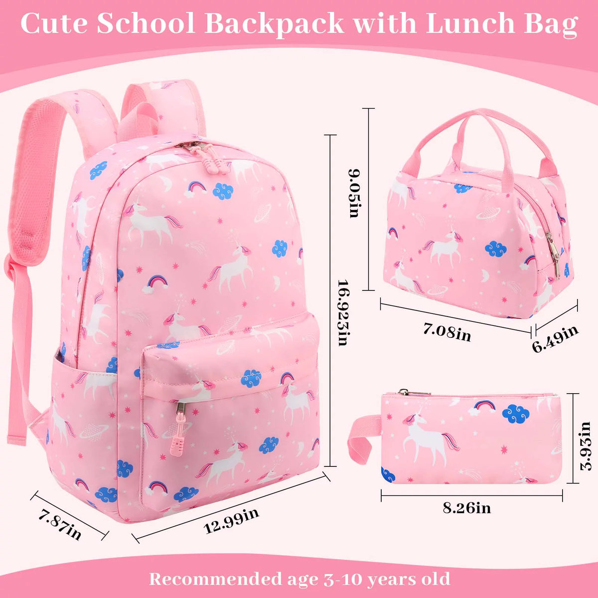 Pink Canvas School Backpack with USB Charging Port K687
