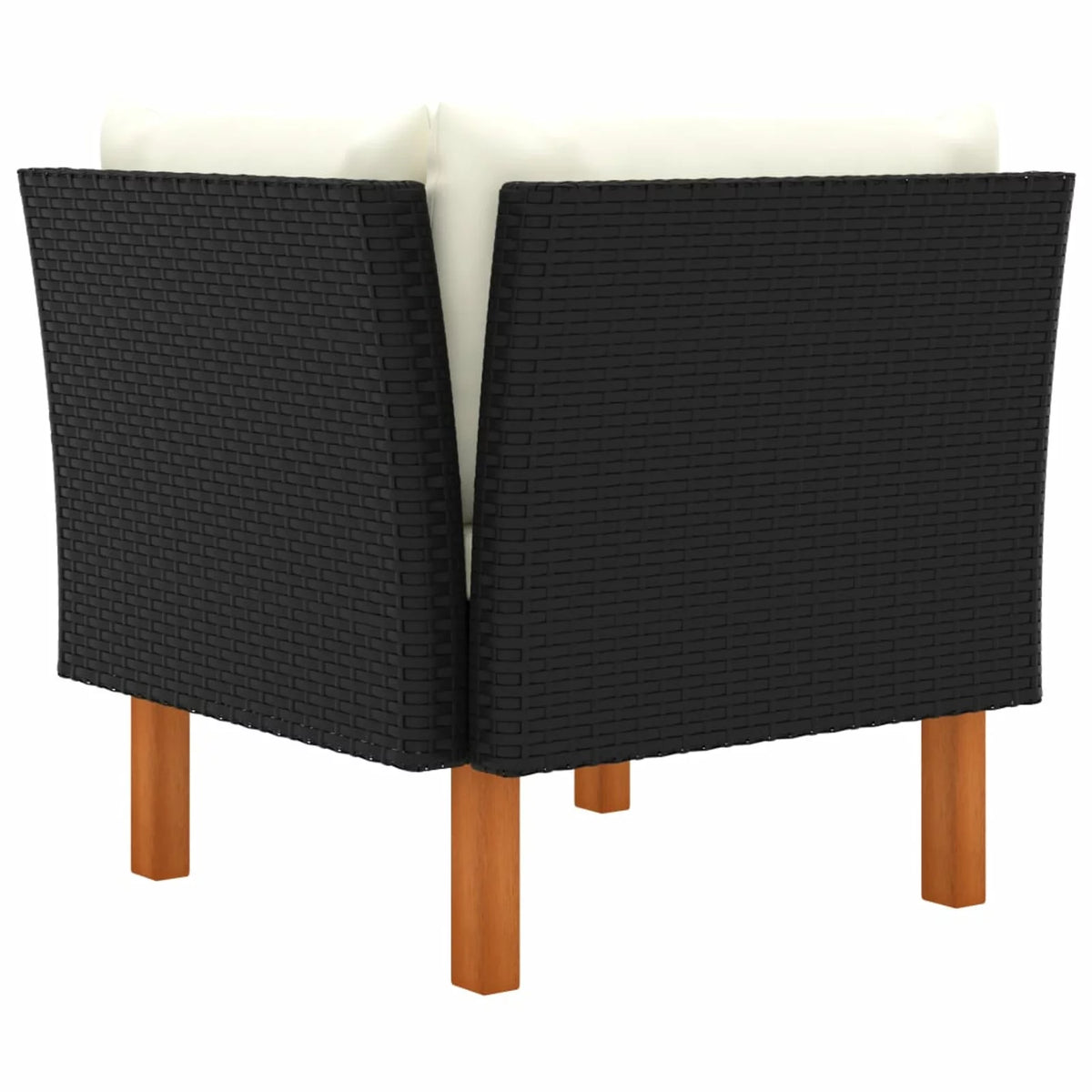 Cream White Black Poly Rattan Eucalyptus Wood Corner Sofa J815316