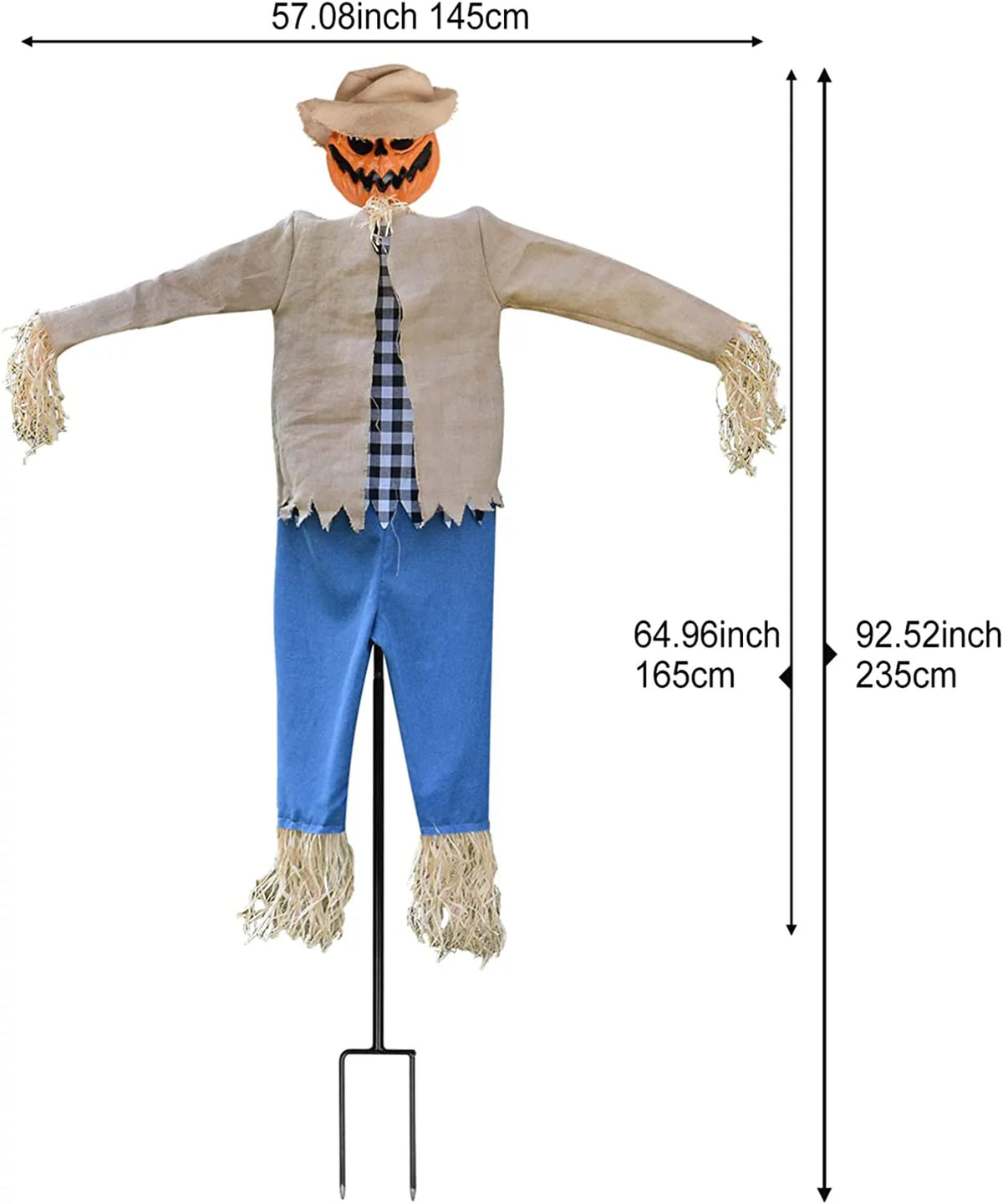 7.5 Feet Halloween Scarecrow Ghost Decorations with Metal Stand W90209
