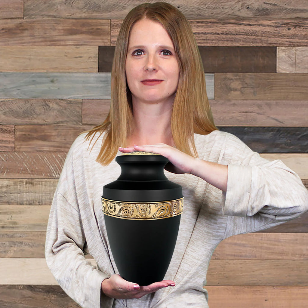 Black Large Adult Urn with Velvet Bag F84298