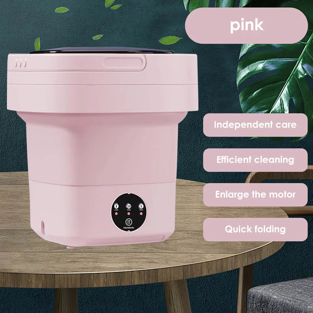 Pink Foldable Mini Washing Machine 8L H2599