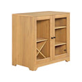 Natural Oak Bar Cabinet with Solid Wood Frame I68835