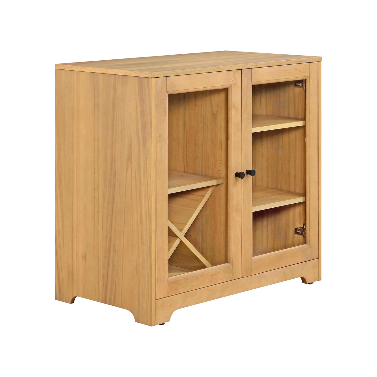 Natural Oak Bar Cabinet with Solid Wood Frame I68835