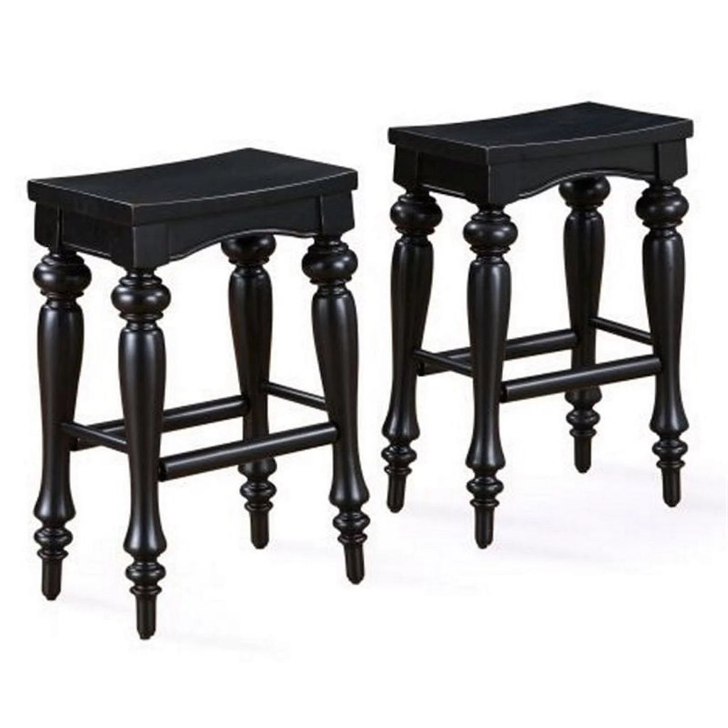 Black Wood Bar Stools Set of 2 F215