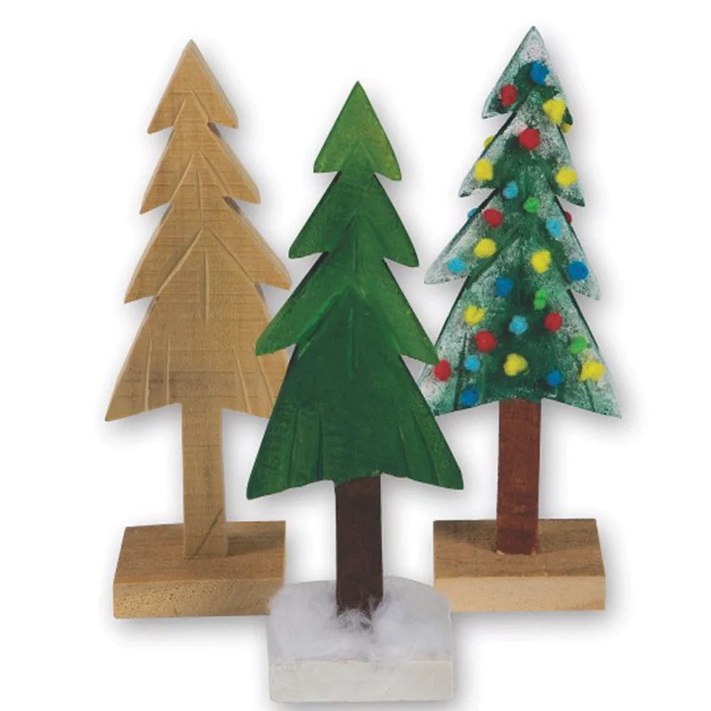 Unfinished Wooden Pine Trees, Pack of 6 N754