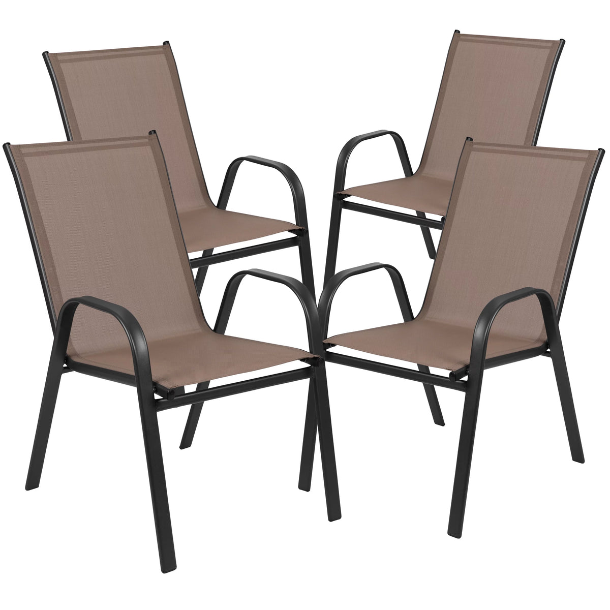 5 Piece Outdoor Patio Dining Set with 4 Brown Stack Chairs F1422