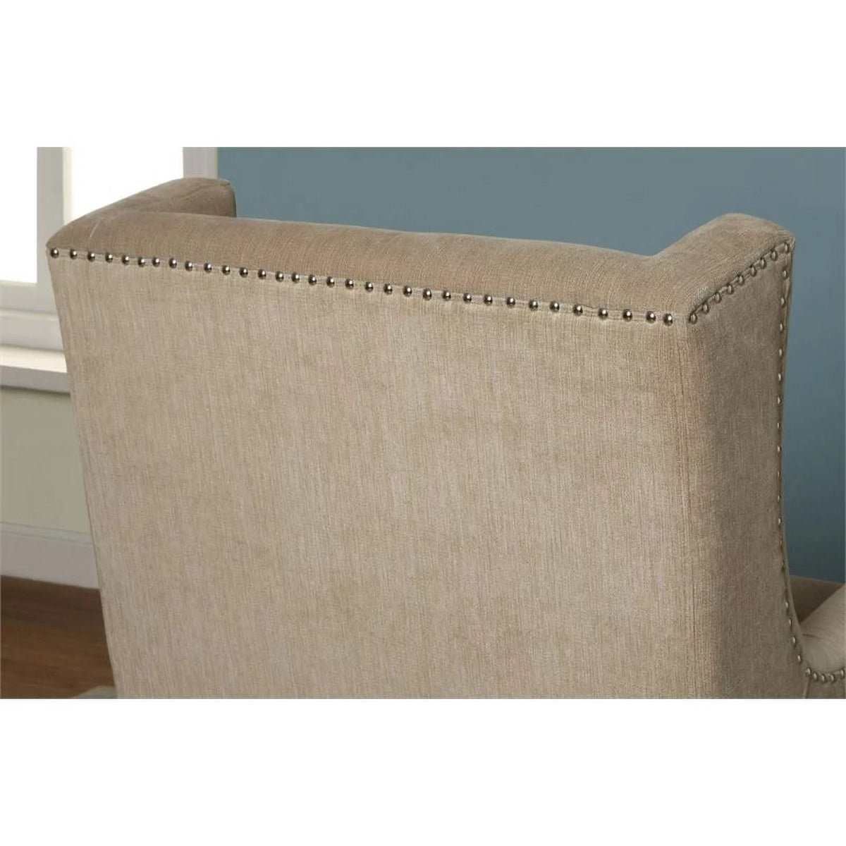 Ivory Fabric Wingback Accent Chair J9500