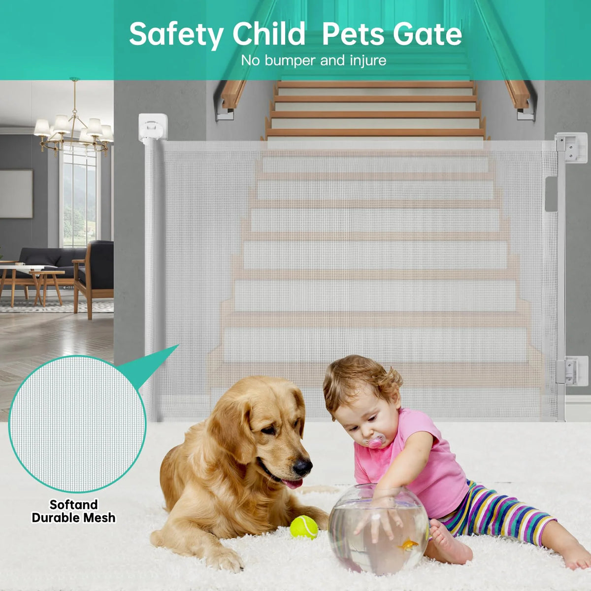 Retractable Baby Gate White Y1291