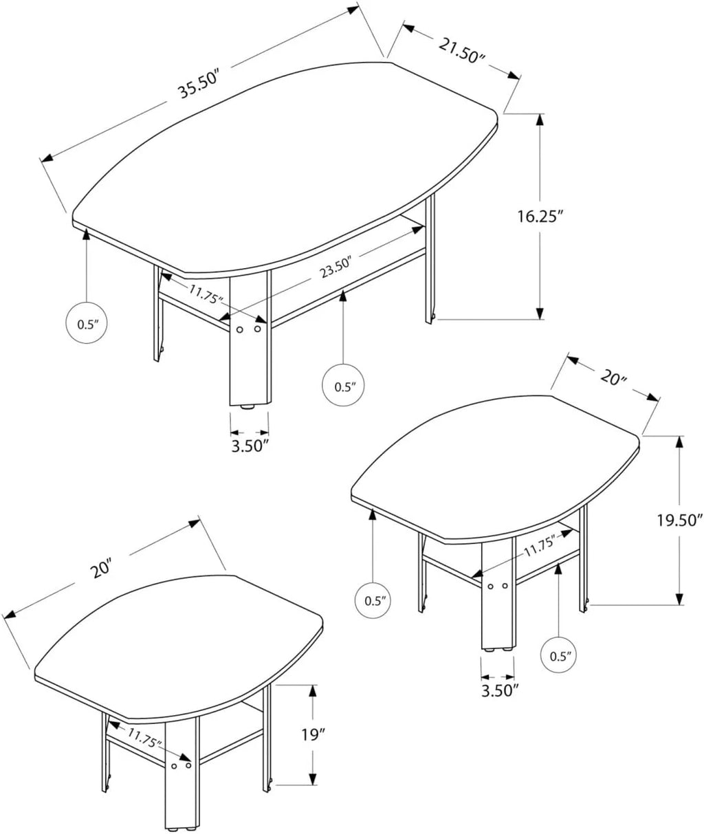 Grey Laminate 3Pcs Coffee End Side Table Z2011