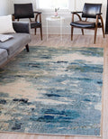 Light Blue/Gray 9' x 12' 2" Abstract Rectangle Rug J242430