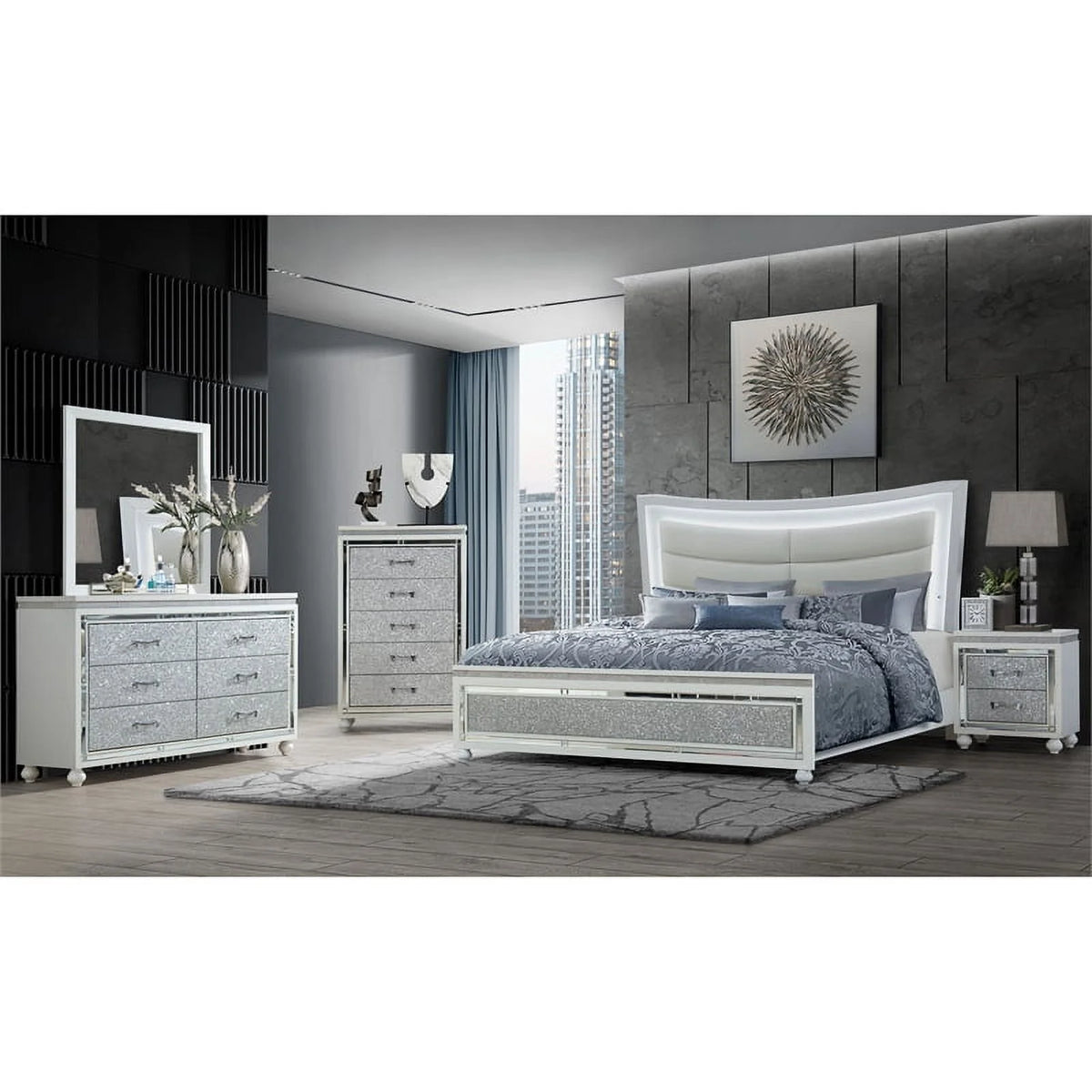 White King Bed with Led Lighting U70135
