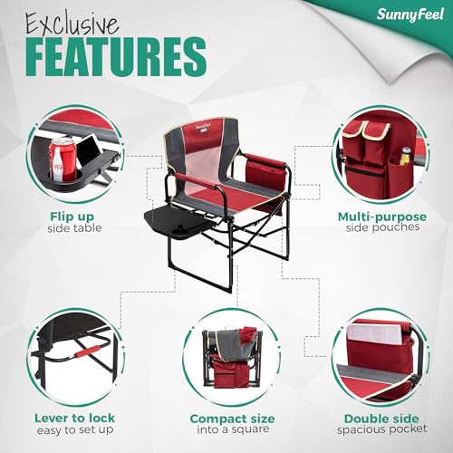 Oversized 2 Pack Portable Folding Camping Chair with Side Table U20451
