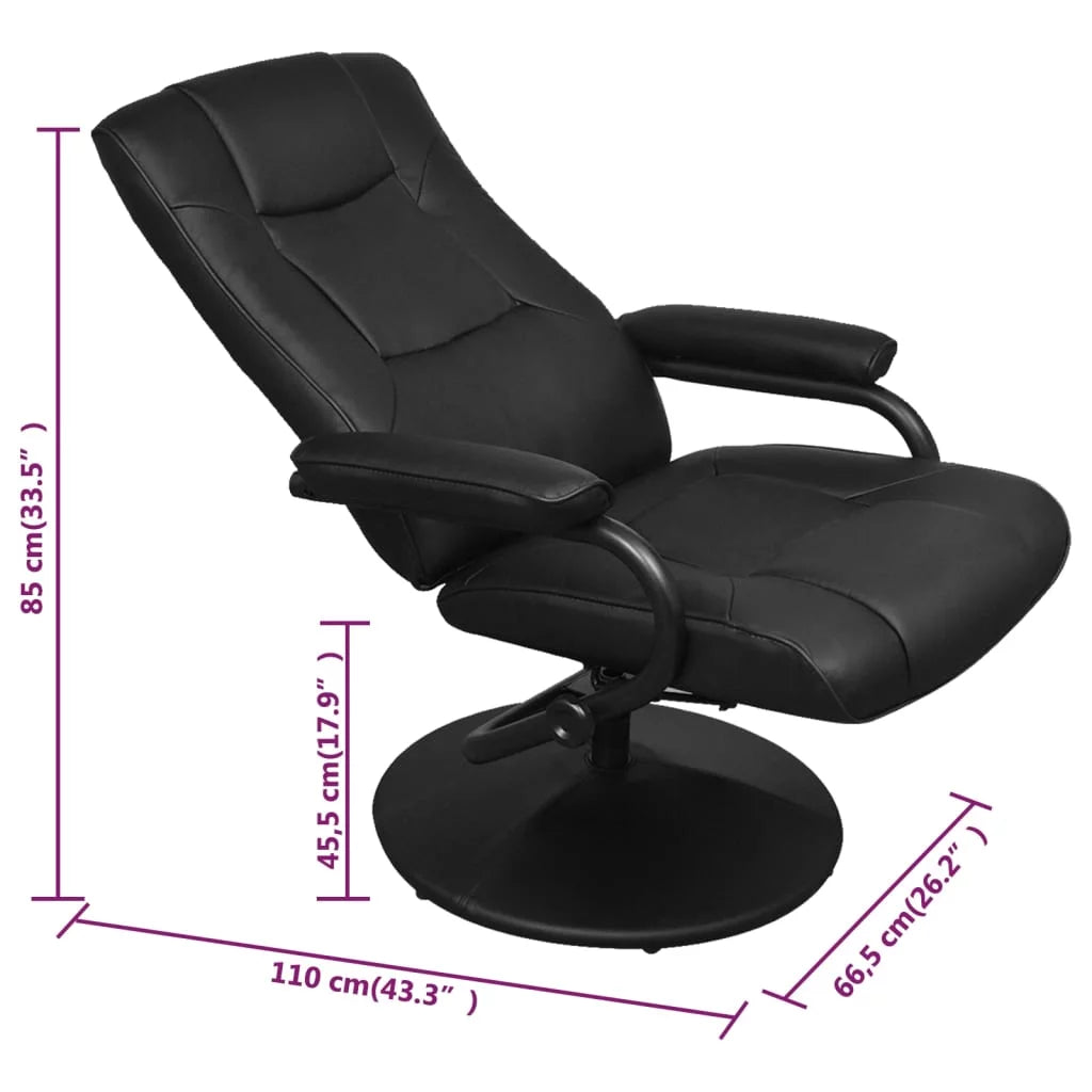 Black Faux Leather Swivel Recliner with Ottoman G66936