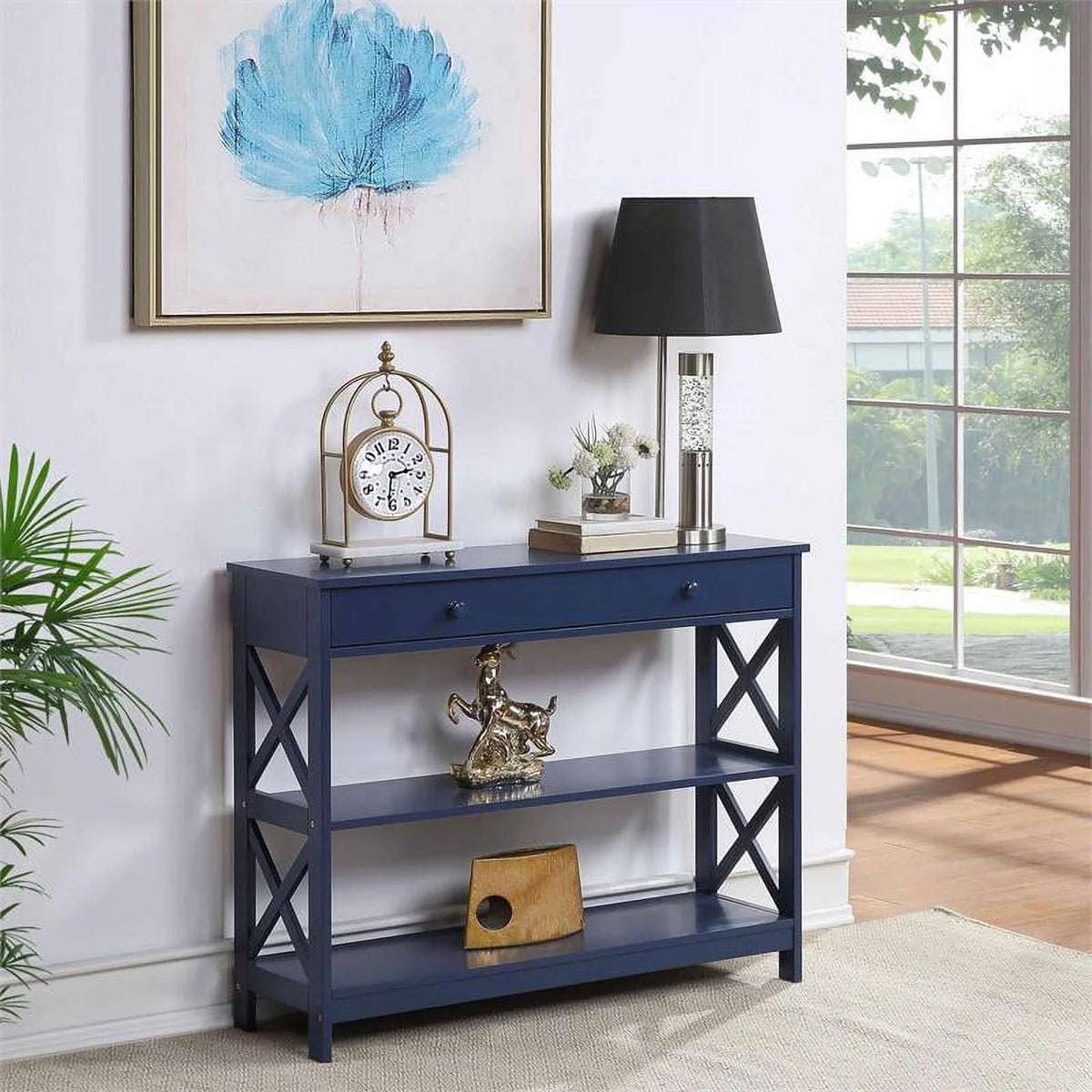 Cobalt Blue Wood Console Table T354597