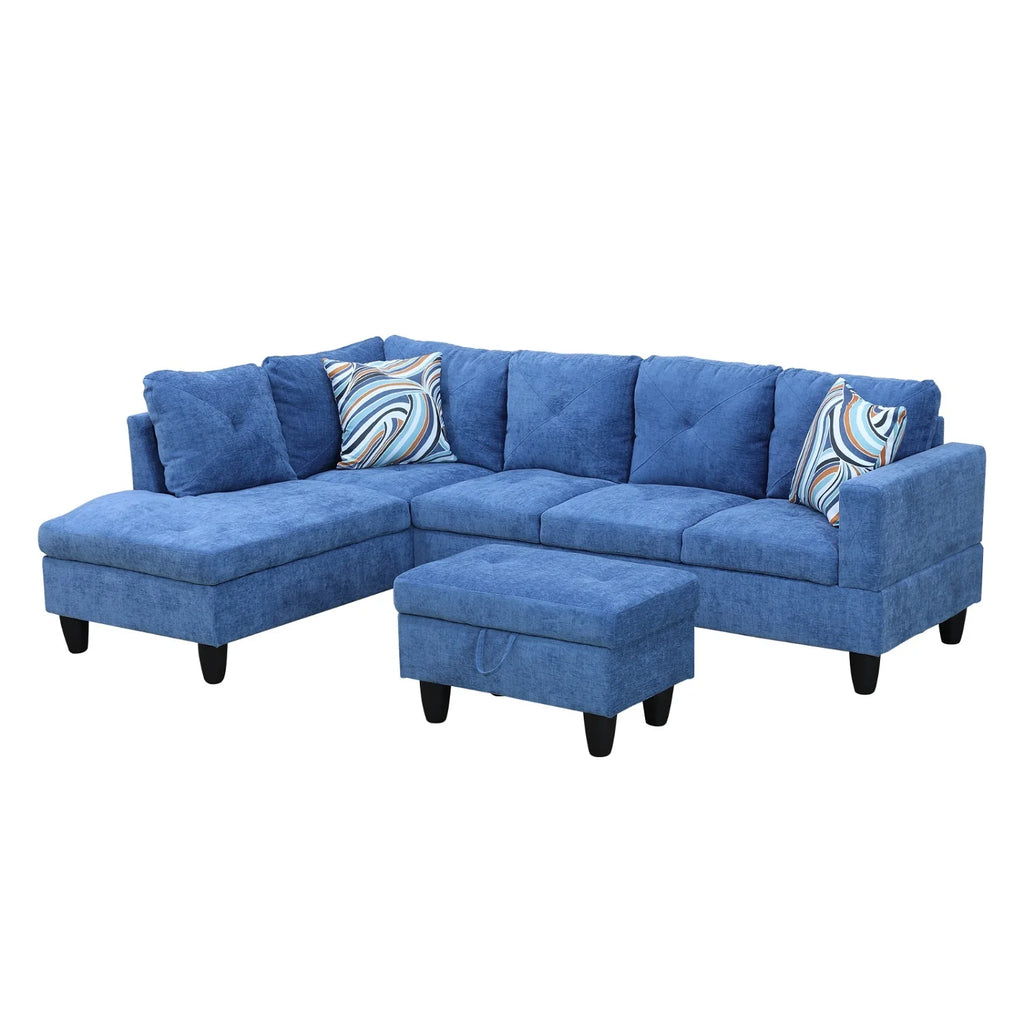 Blue Linen 2-Piece Sofa Set N1775