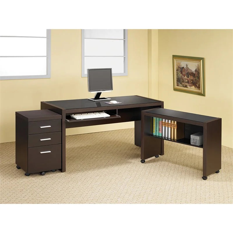 3 Piece Office Chair Computer Desk and Mobile File Cabinet V1192