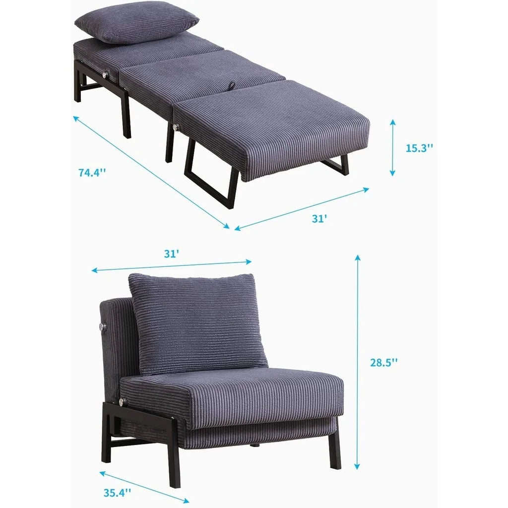 Foldable Sleeper Sofa Bed Dark Grey K59272
