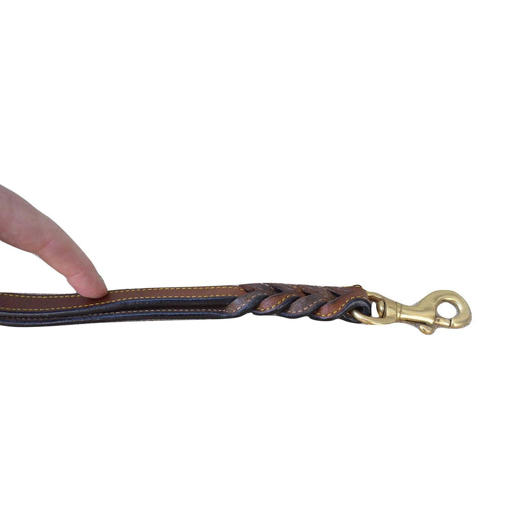 6 Foot Braided Leather Dog Leash with Traffic Handle P598