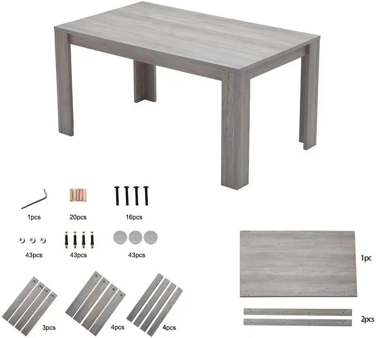 5-Piece Wooden Dining Table Set with 4 Velvet Blue Chairs E31930