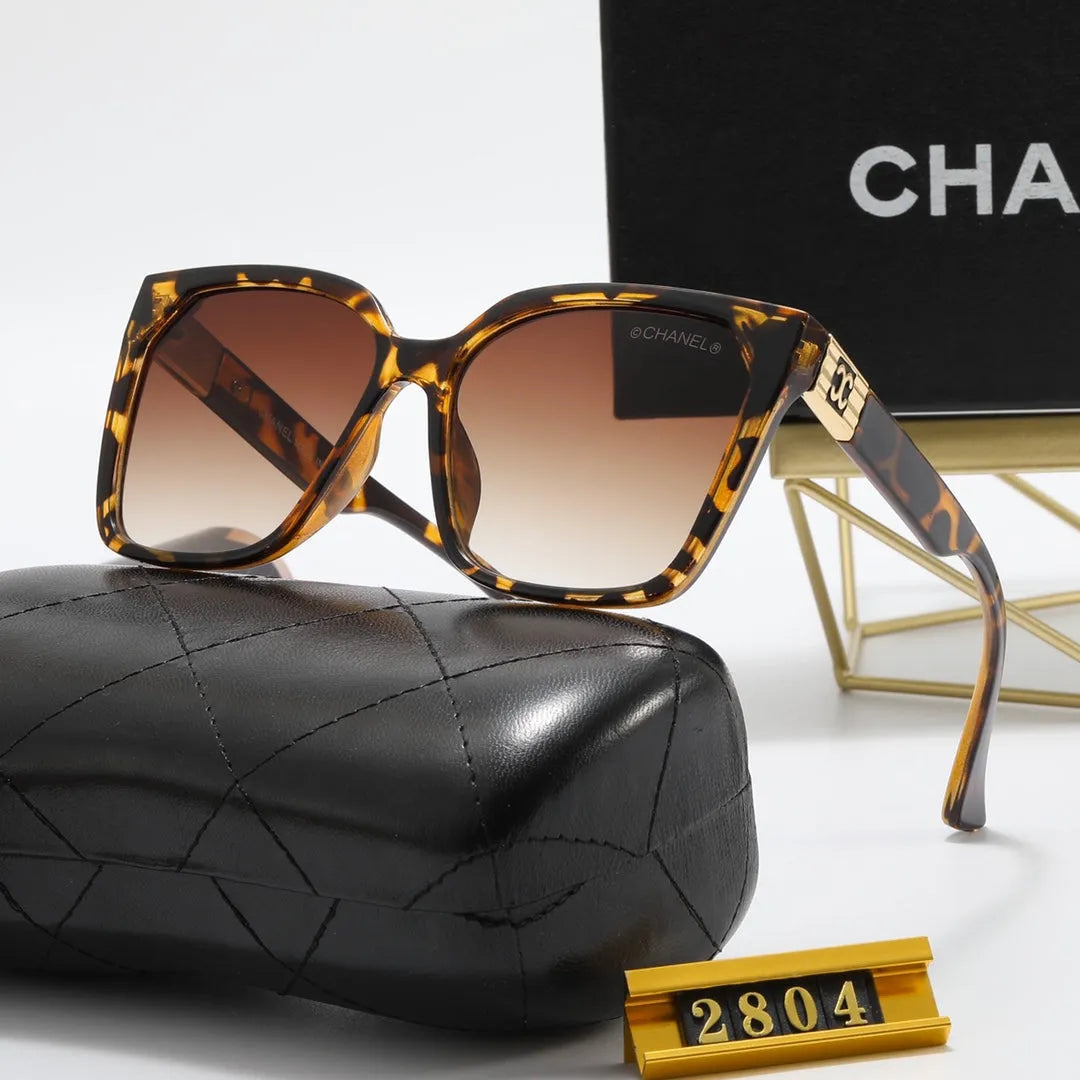 Square Double C Corrugated Temple Polarized Sunglasses E766