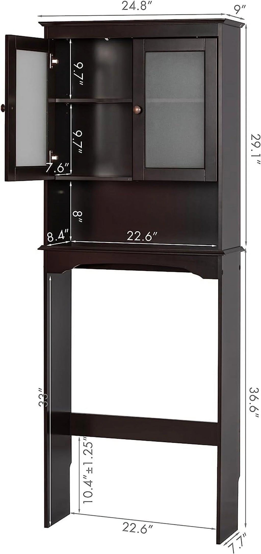 Over The Toilet Storage Cabinet with Glass Doors W3660