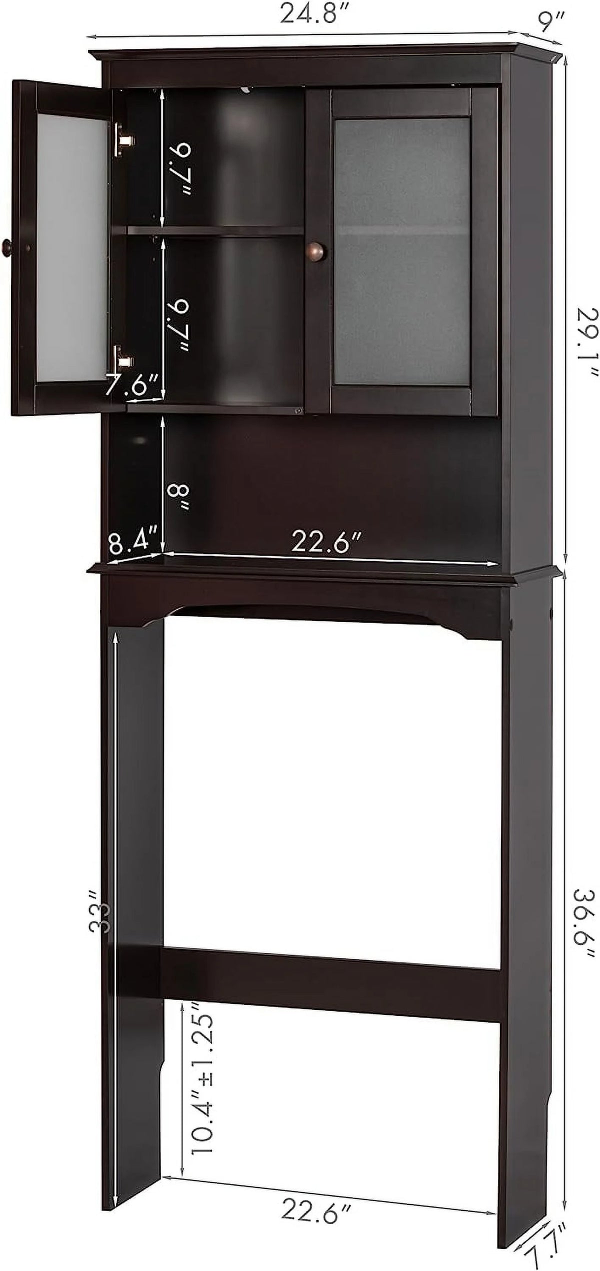 Over The Toilet Storage Cabinet with Glass Doors W3660