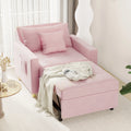 40 Inch 3-in-1 Convertible Sleeper Chair Bed Pink Linen Fabric L6845