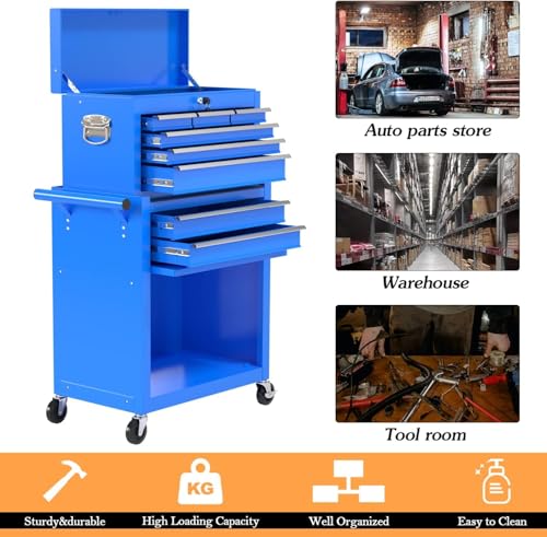 8 Drawer Rolling Tool Chest with Wheels and Lock E5716