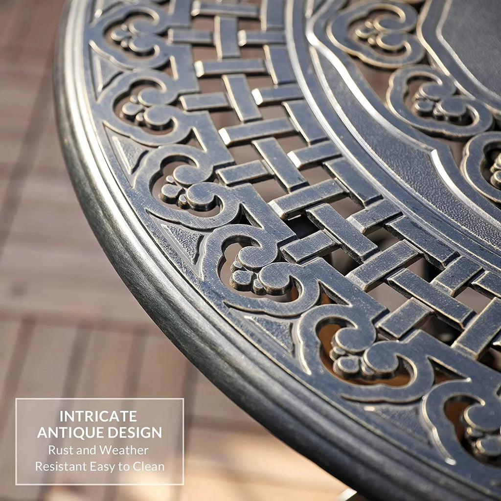 5-Piece Cast Aluminum Outdoor Patio Dining Set with 4 Swivel Chairs and Round Table A49358