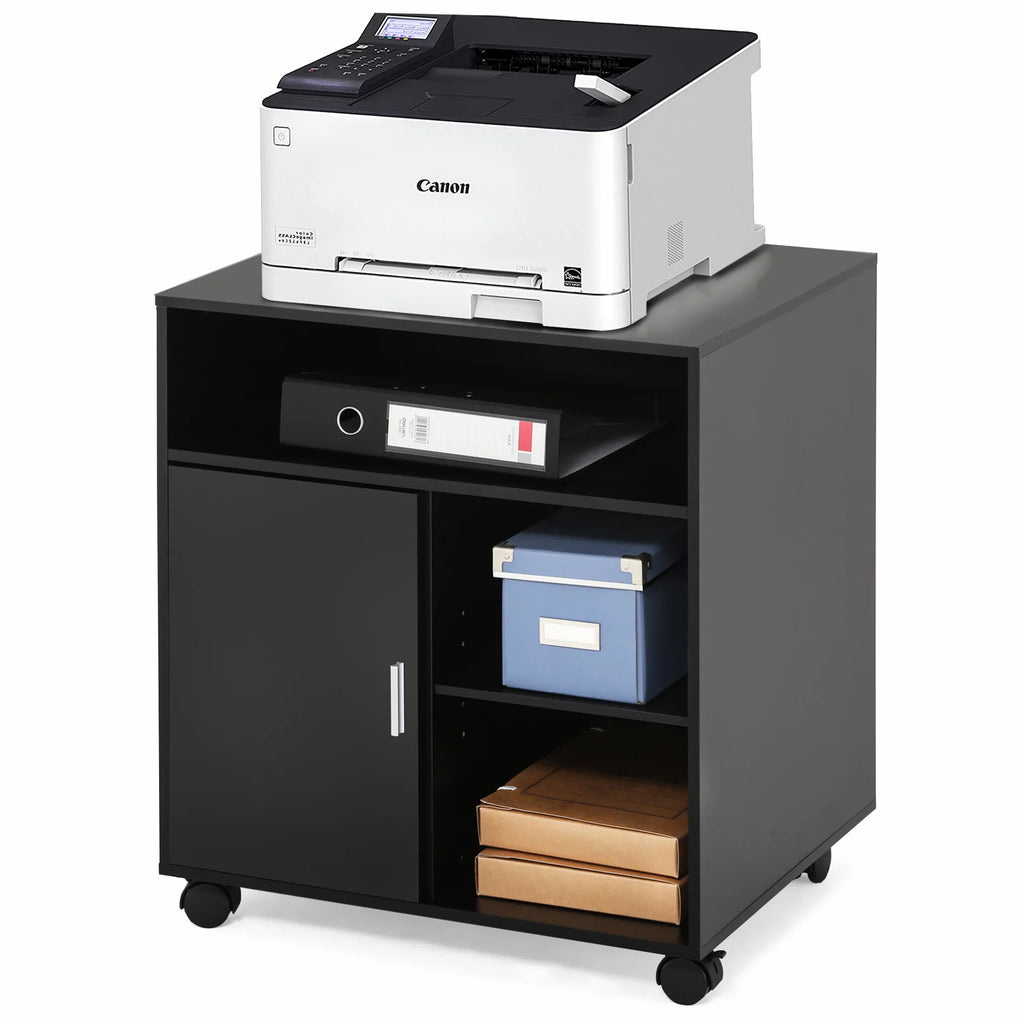 Black Mobile File Cabinet with Storage Q96937